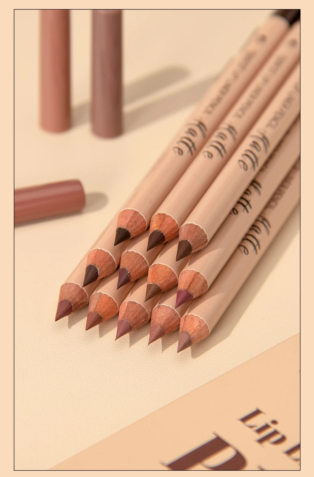 12-Color Waterproof Matte Lip Liner Pencil Set - 19