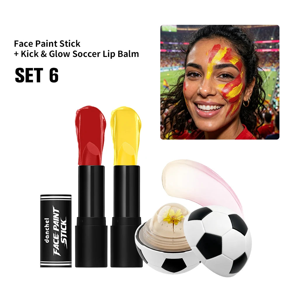 Waterproof Face Paint and Lip Balm Kit for Game Day - 38