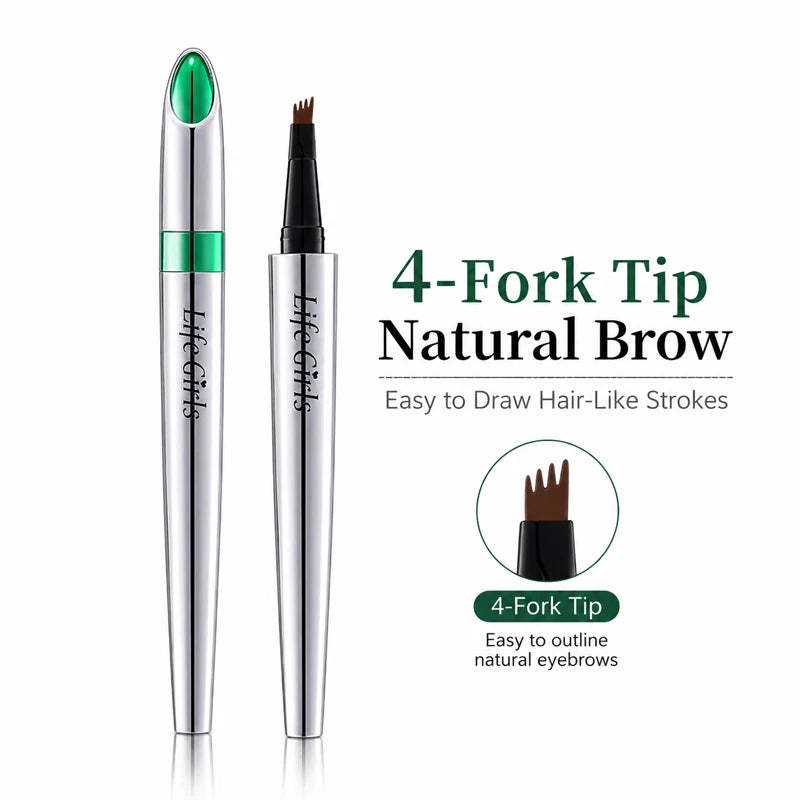 4-Fork Waterproof Eyebrow Pen for Natural Hair-Like Strokes
