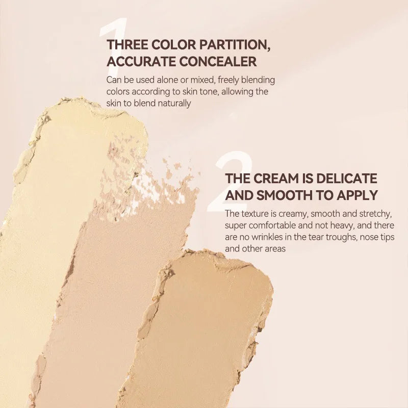 3-Color Cream Concealer Palette for Flawless Skin - 4