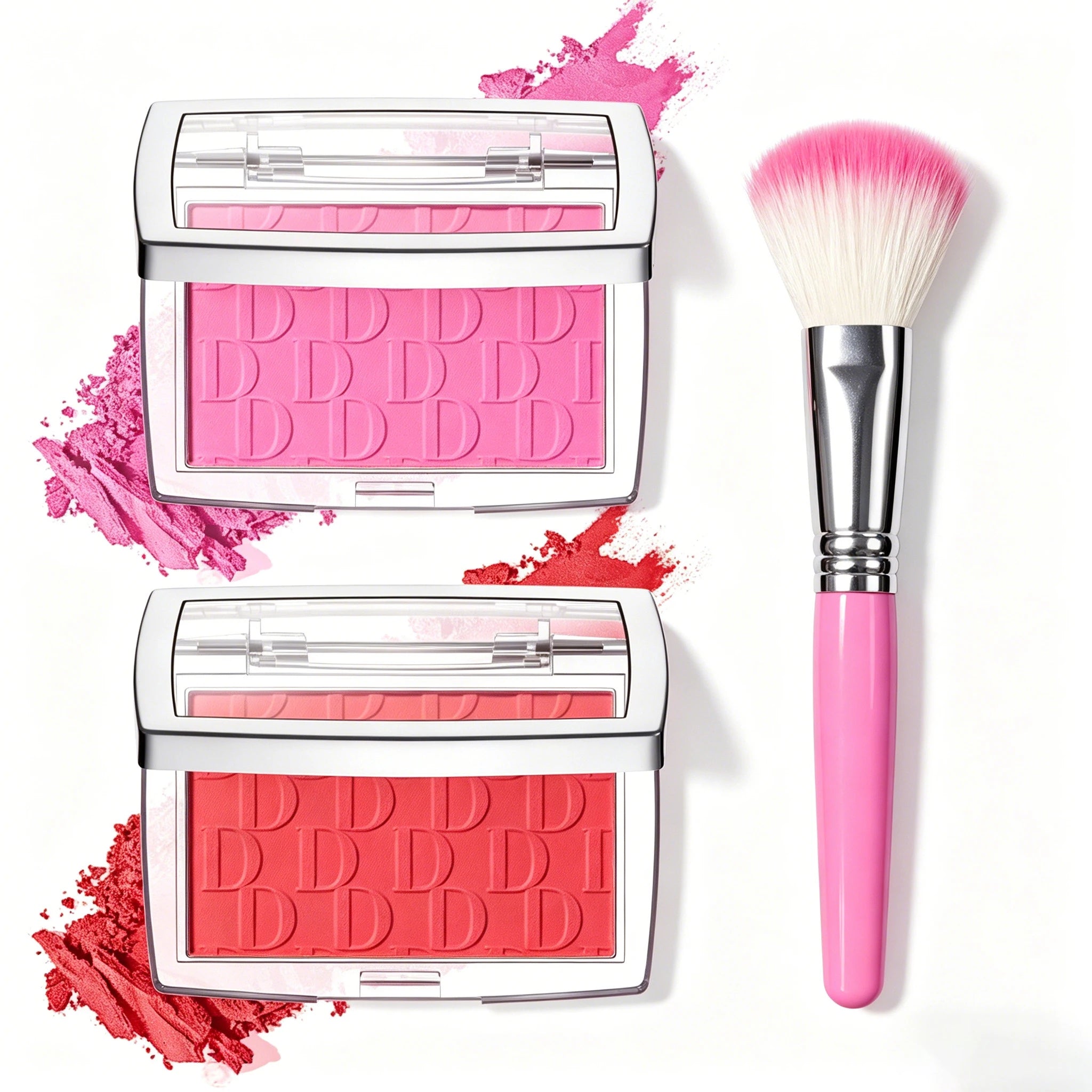 Matte Embossed Blush Palette with Brush - 1
