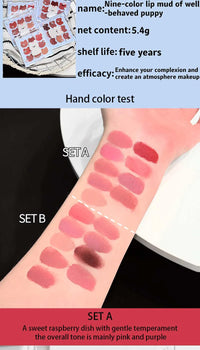 9-Color Matte Lip Mud Makeup Palette
