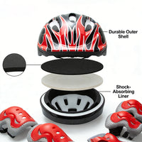 Kids Adjustable Protective Helmet and Safety Gear Set