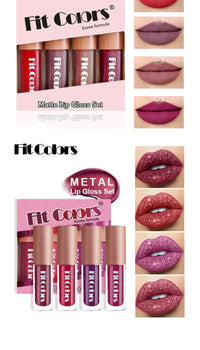 4-Piece Diamond Finish Long-Lasting Velvet Lip Gloss Set