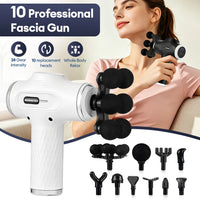 Portable Deep Tissue Percussive Massage Gun with 10 Attachments
