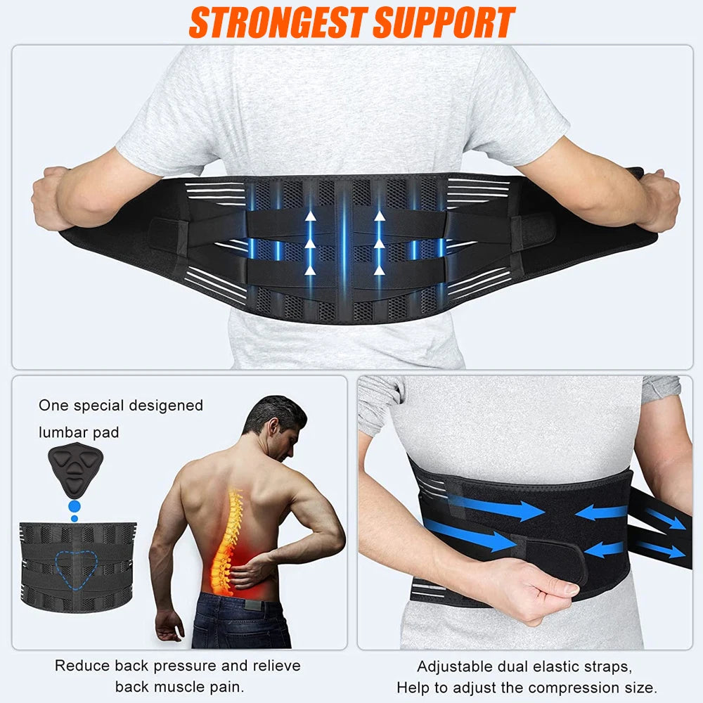 Adjustable Lumbar Support Back Brace for Pain Relief - 10