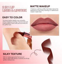 2-in-1 Waterproof Matte Lip Liner and Lipstick Crayon