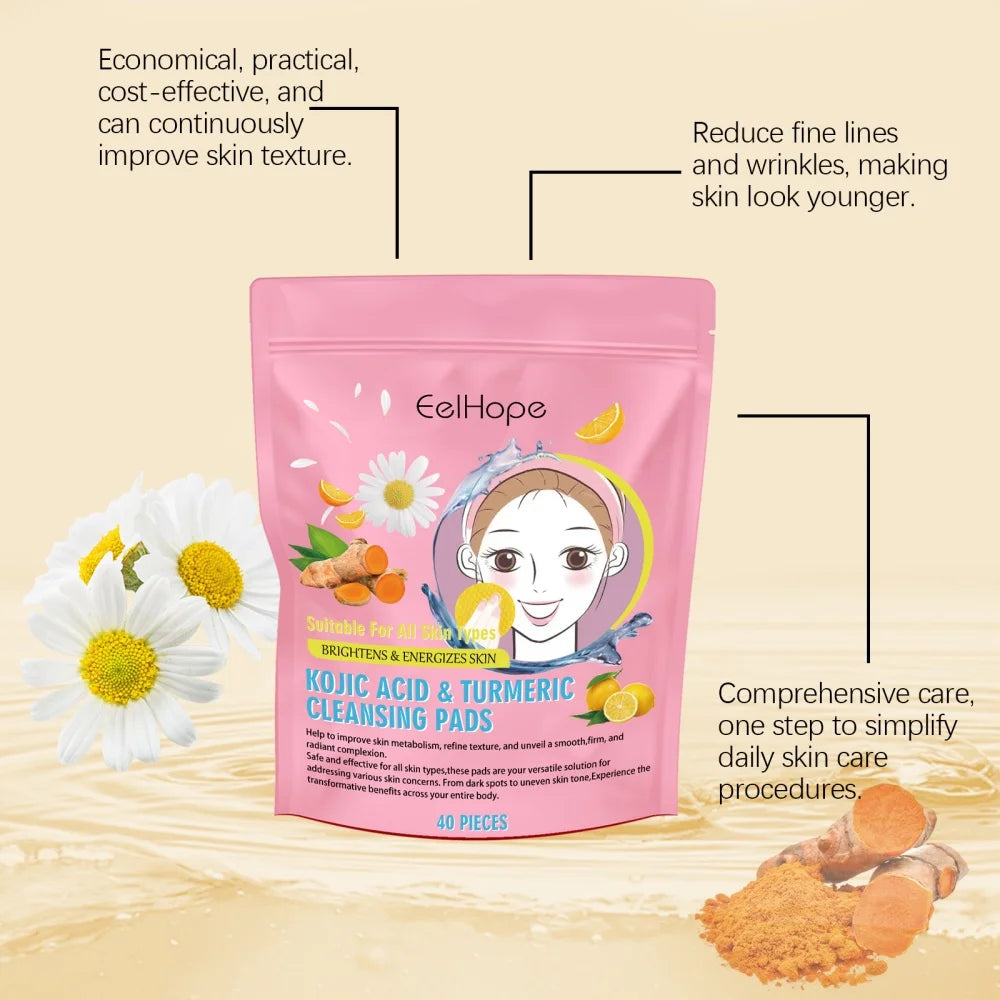 Turmeric and Kojic Acid Brightening Face Cleanser and Pad Set - 12