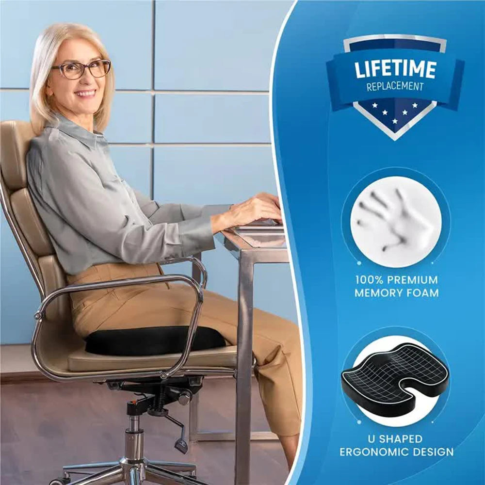 Ergonomic Memory Foam Seat Cushion for Back Pain Relief - 7