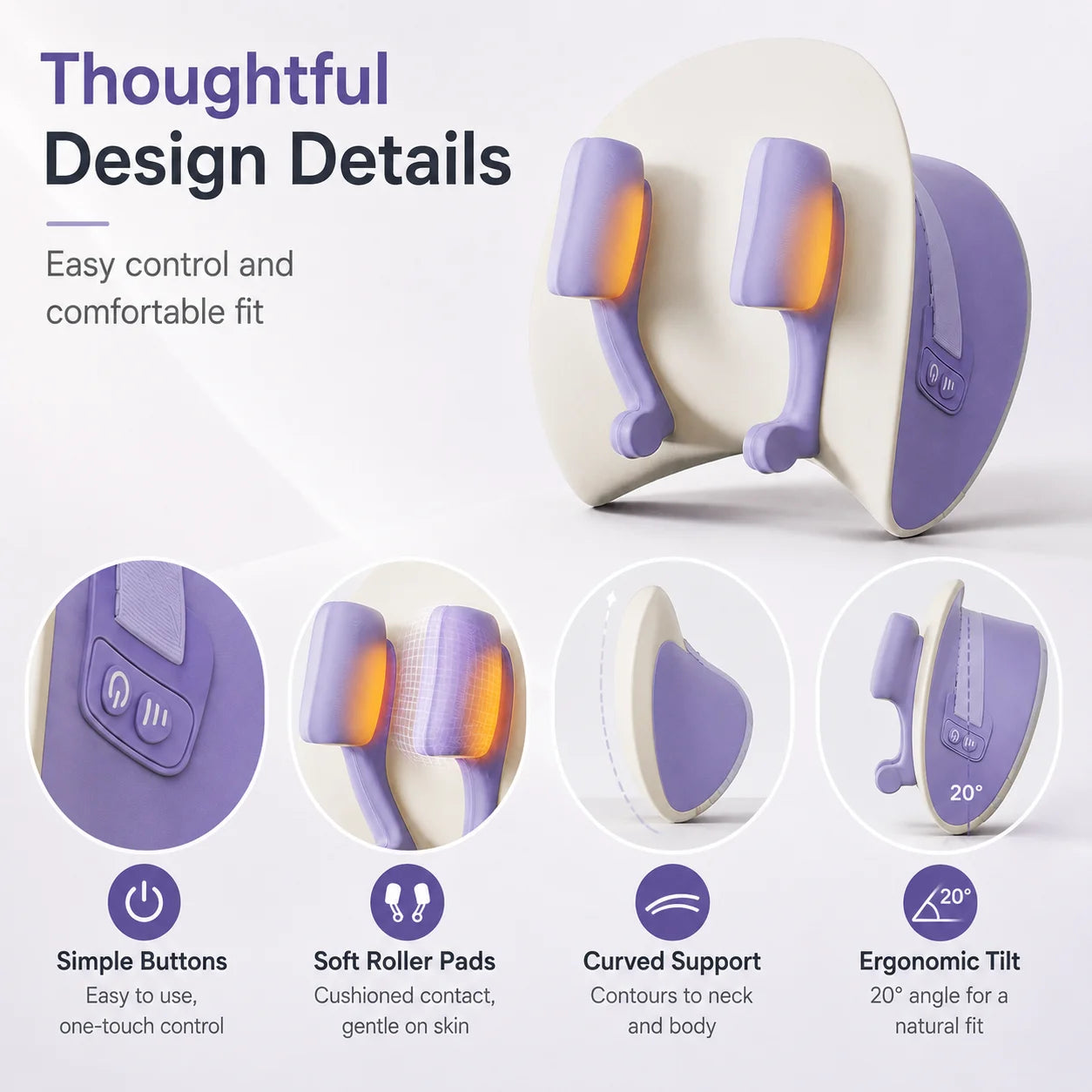 Ergonomic Heated Neck and Back Massage Pillow - 8