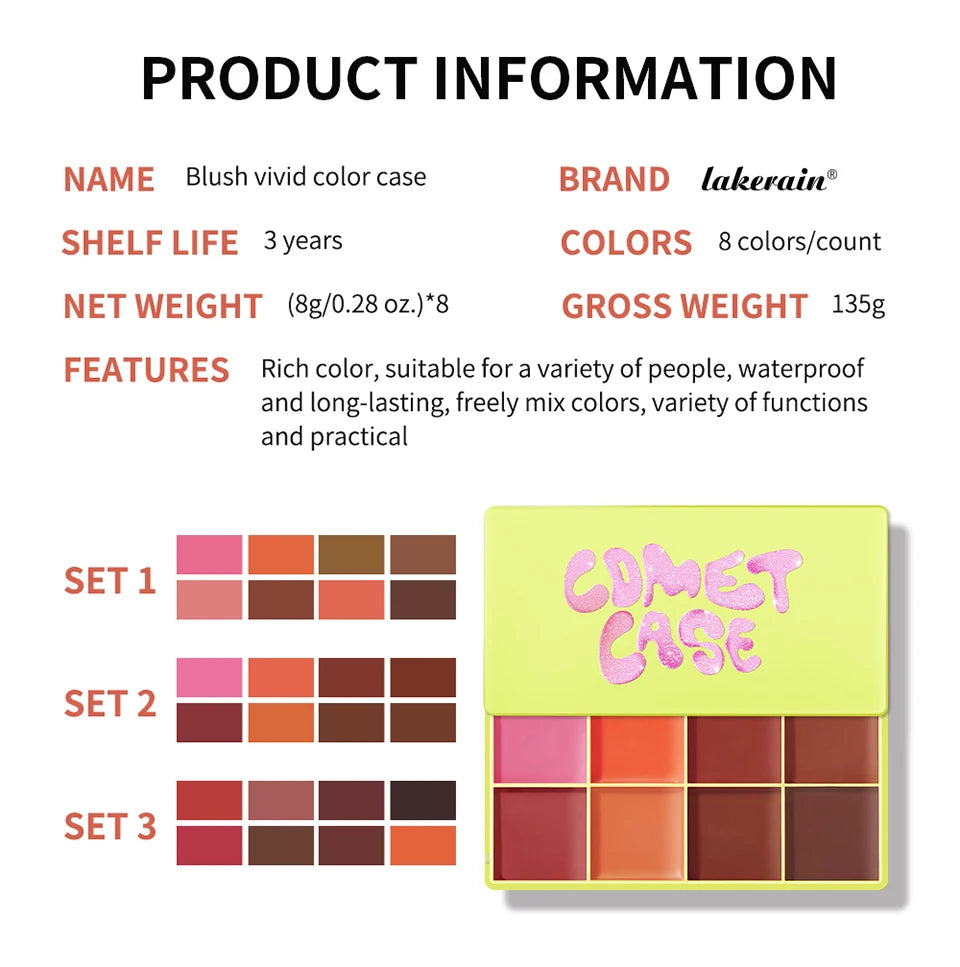 8-Color Cream Blush and Contour Palette - 16