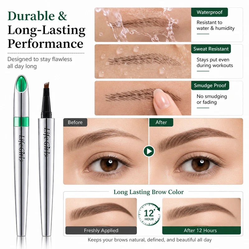4-Fork Waterproof Eyebrow Pen for Natural Hair-Like Strokes - 4