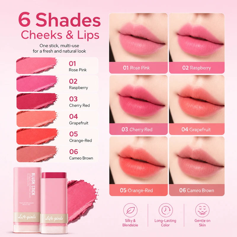 3-in-1 Cream Blush Stick for Cheeks, Lips, and Eyes - 4