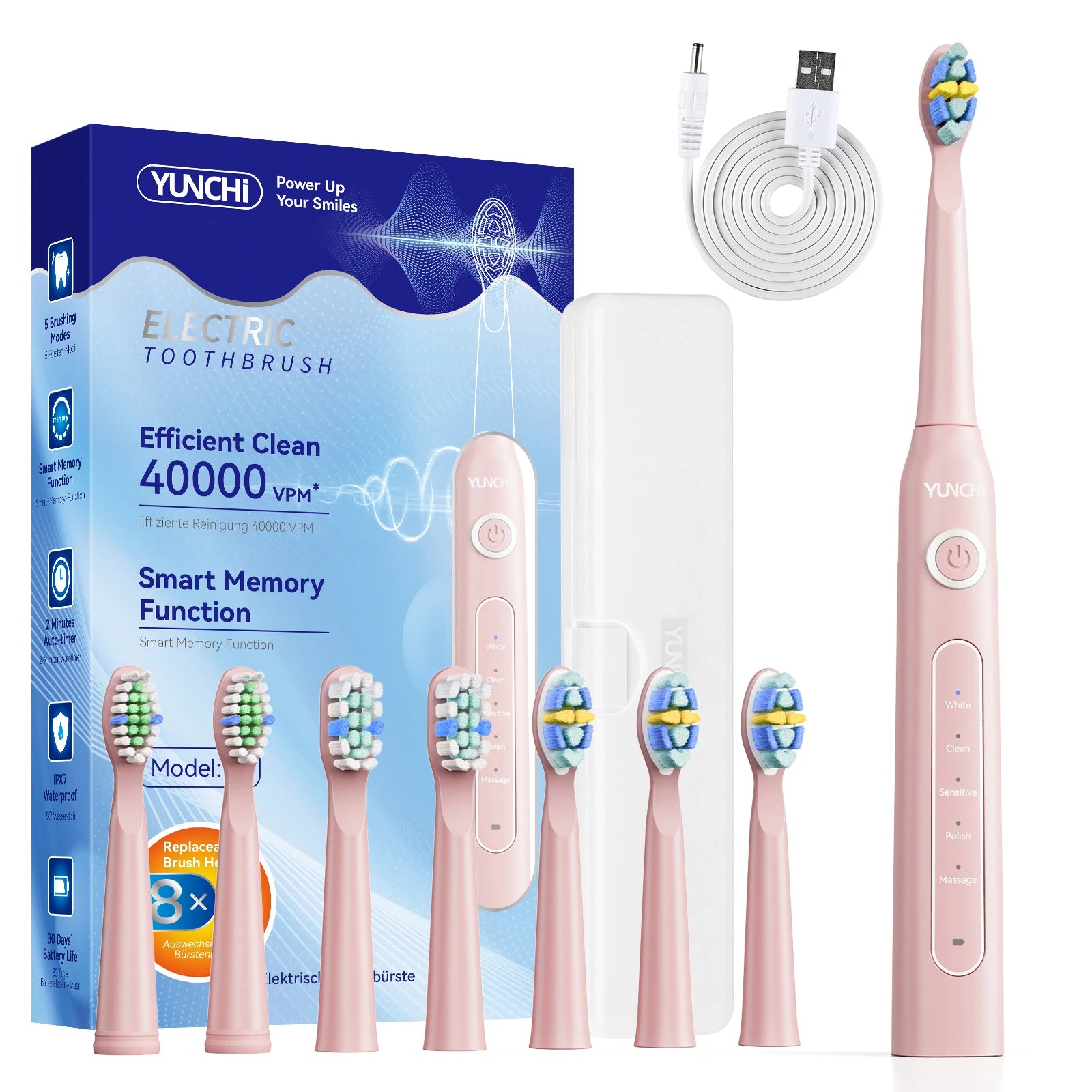 Ultrasonic Electric Toothbrush with 8 Brush Heads - 23