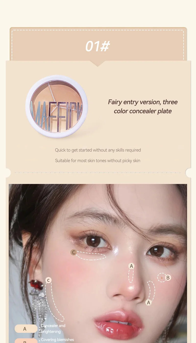 3-Color Cream Concealer Palette for Flawless Skin - 11