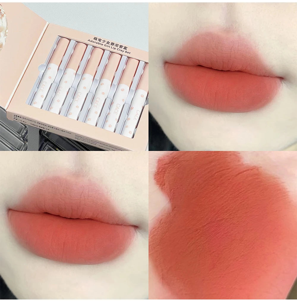 Matte Velvet Lip Clay Set for Long-Lasting Waterproof Wear - 20