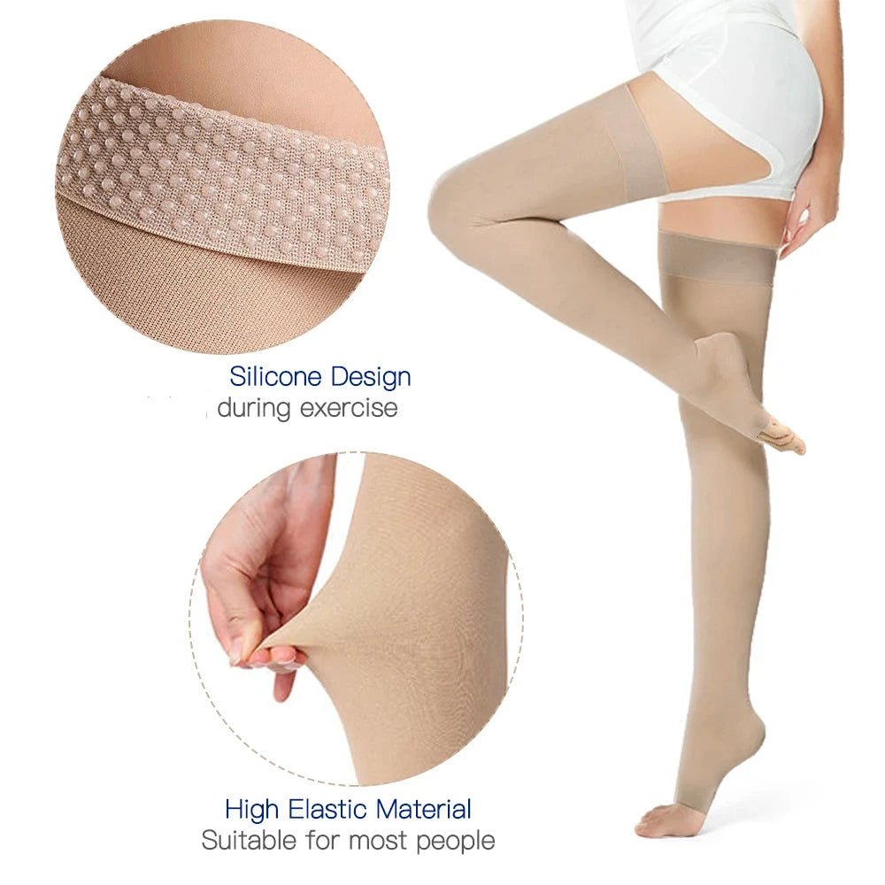 Thigh-High 20-30mmHg Compression Stockings for Leg Support - 10