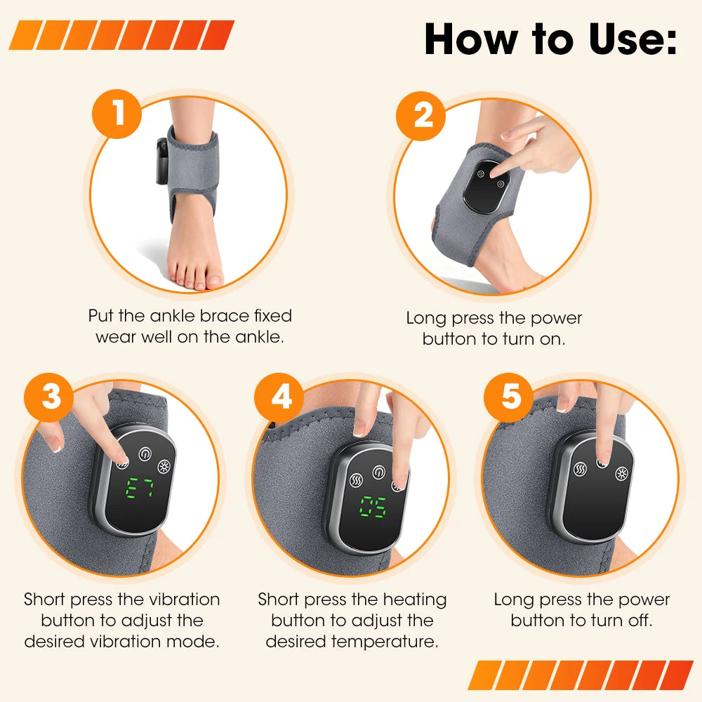 Wireless Heated Ankle Massage Brace for Joint Pain Relief - 9
