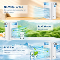 Portable Mini Desktop Air Cooler with Water Mist & Timer