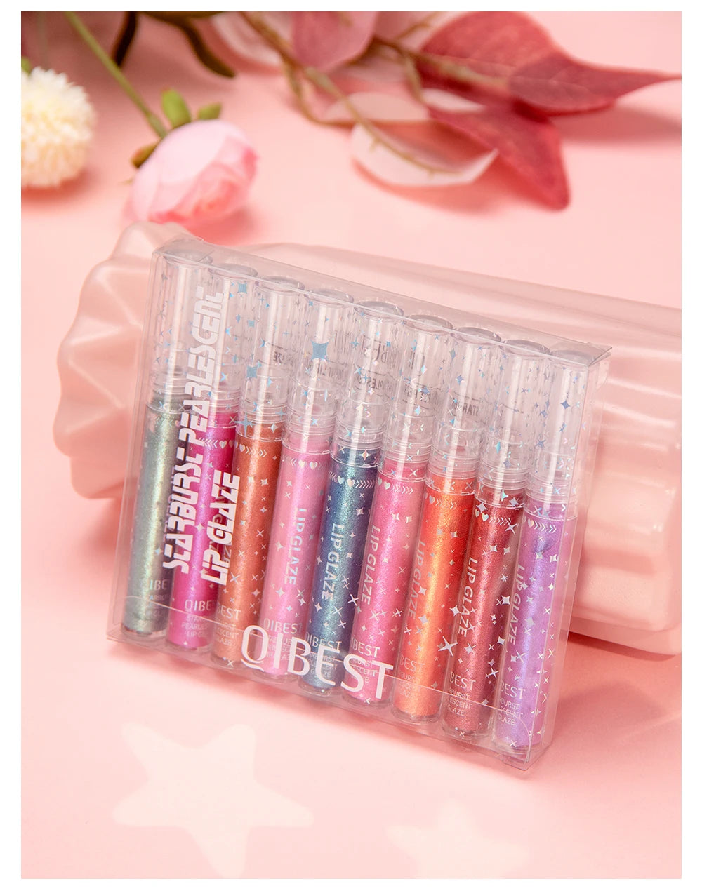 9-Piece Glitter Lip Gloss Set for Shimmering Lips - 19