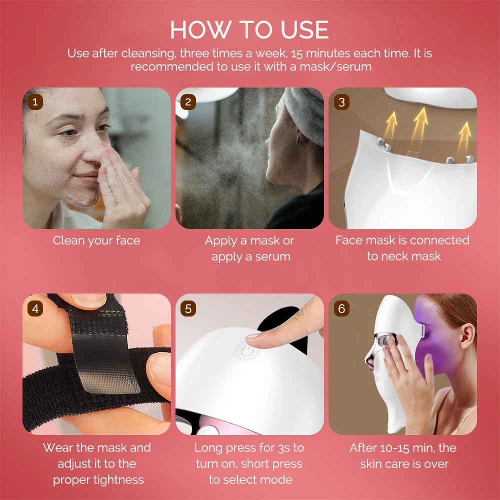 7-Color LED Light Therapy Facial and Neck Mask - 22