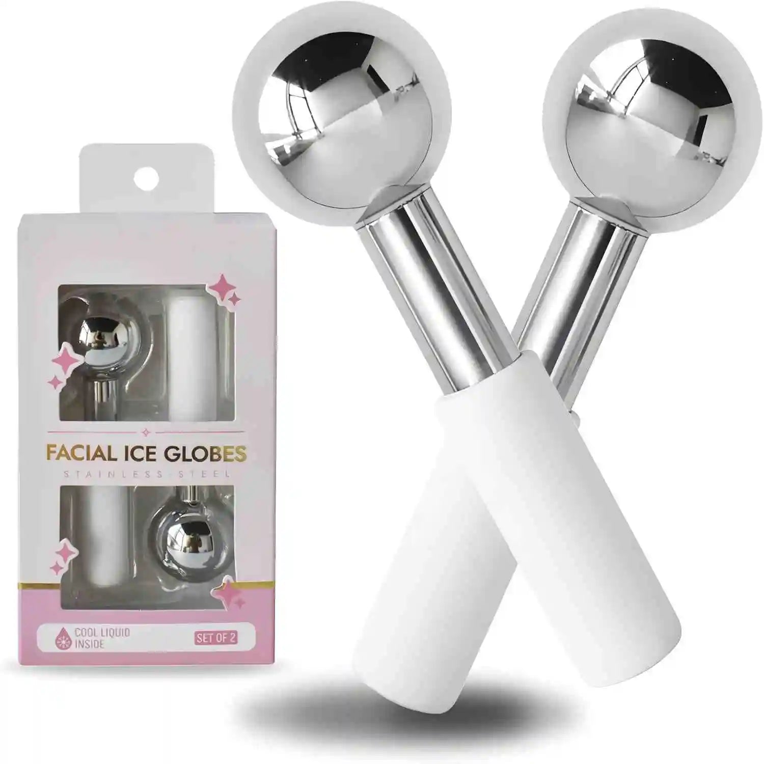 Stainless Steel Cooling Ice Globes for Facial Puffiness and Relaxation - 1