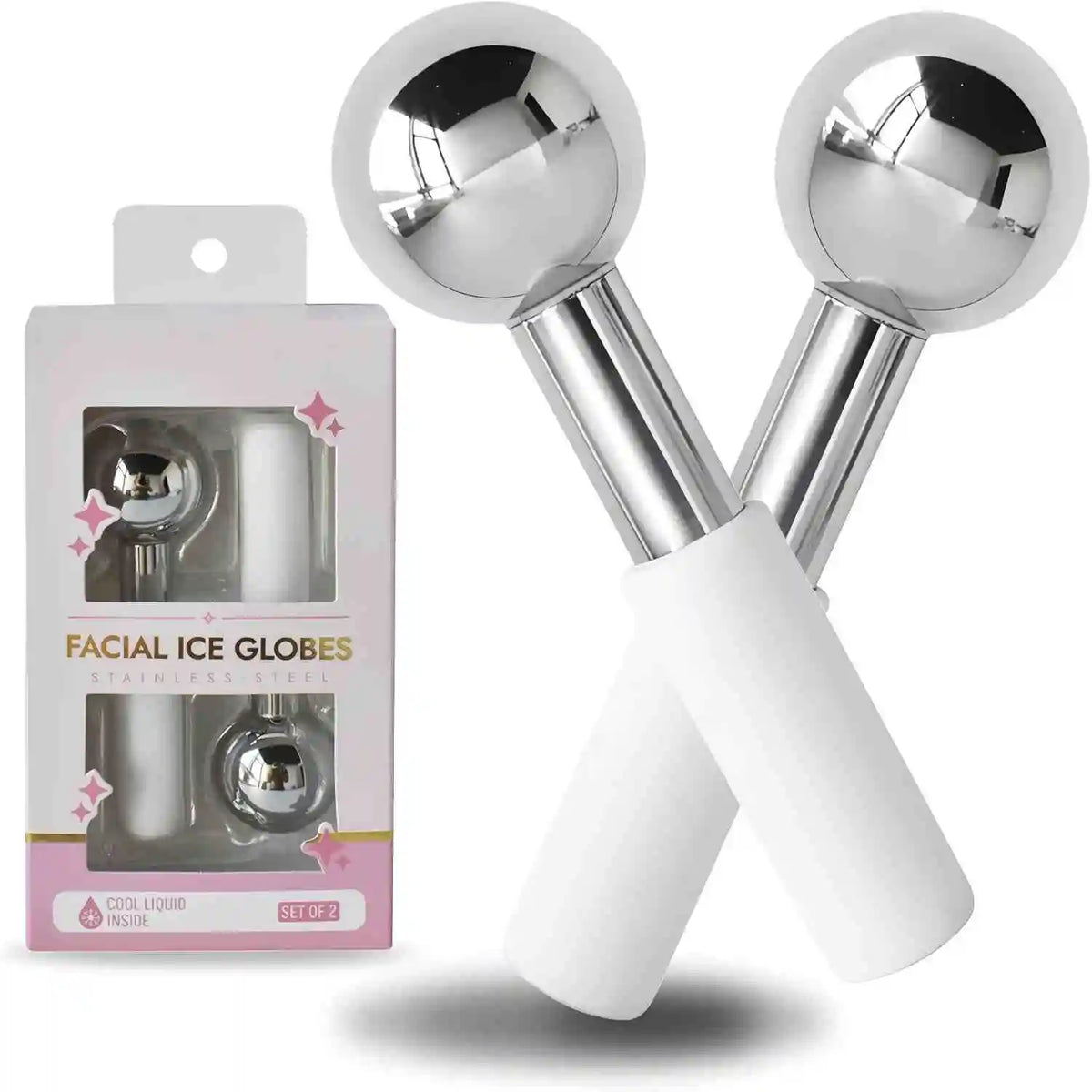 Stainless Steel Cooling Ice Globes for Facial Puffiness and Relaxation
