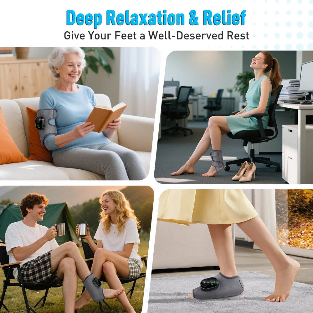 Heated Vibration Ankle Massager Brace for Pain Relief - 46