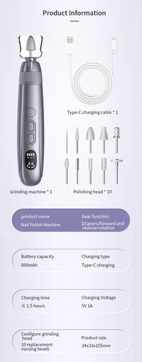 Electric Cordless Manicure and Pedicure Nail Drill Set