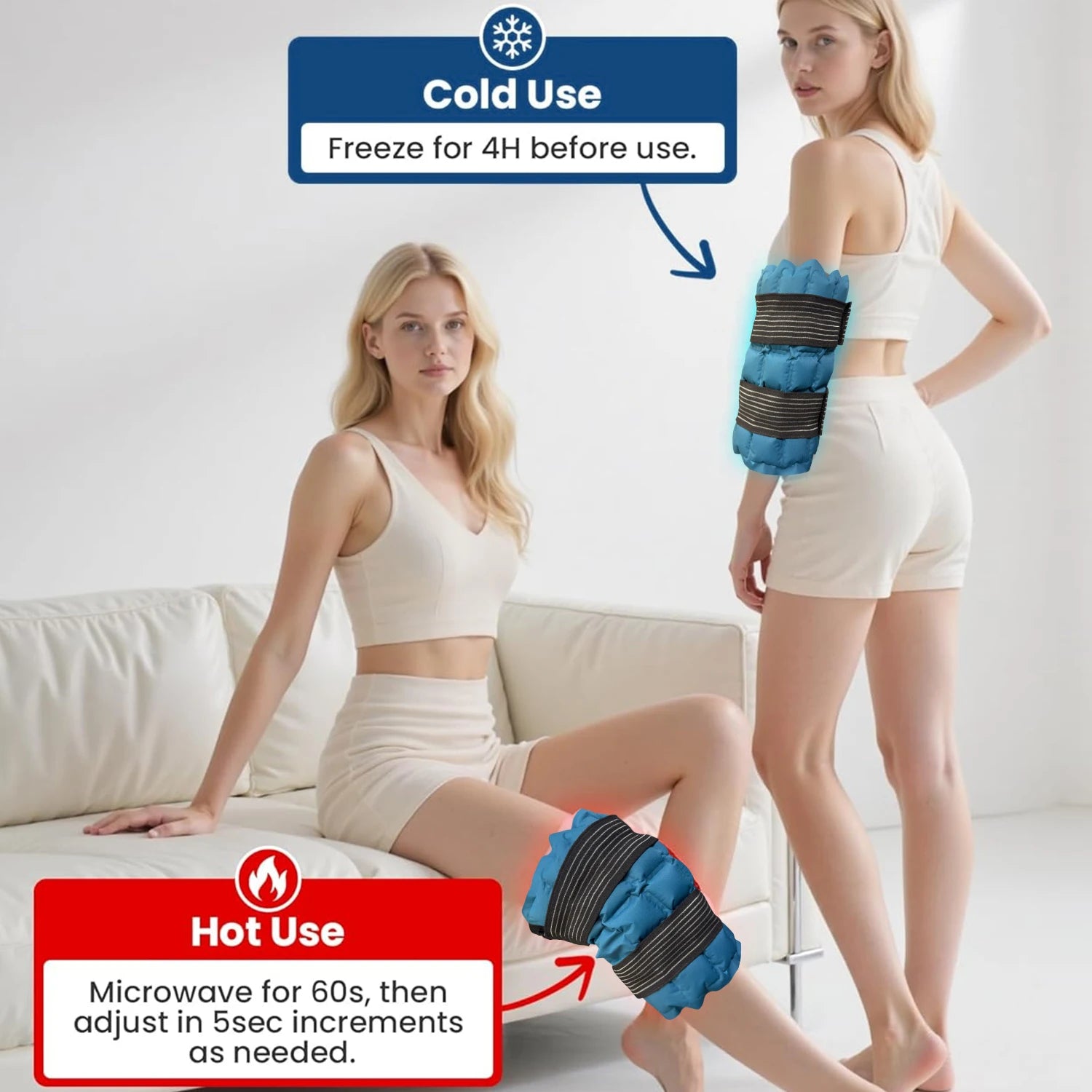 Reusable Hot and Cold Therapy Knee Ice Pack Wrap - 27