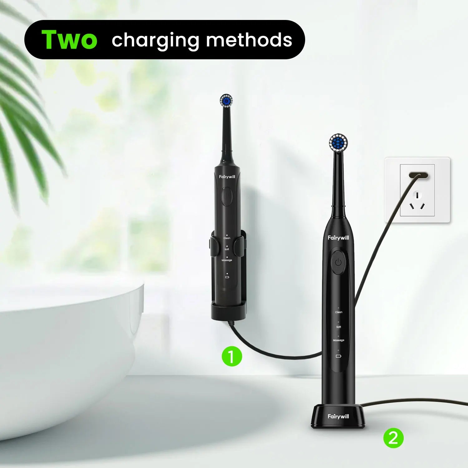 Rechargeable Electric Toothbrush with 4 Replacement Heads - 13