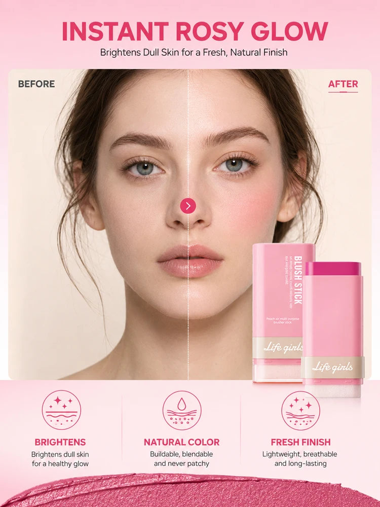 3-in-1 Cream Blush Stick for Cheeks, Lips, and Eyes - 8