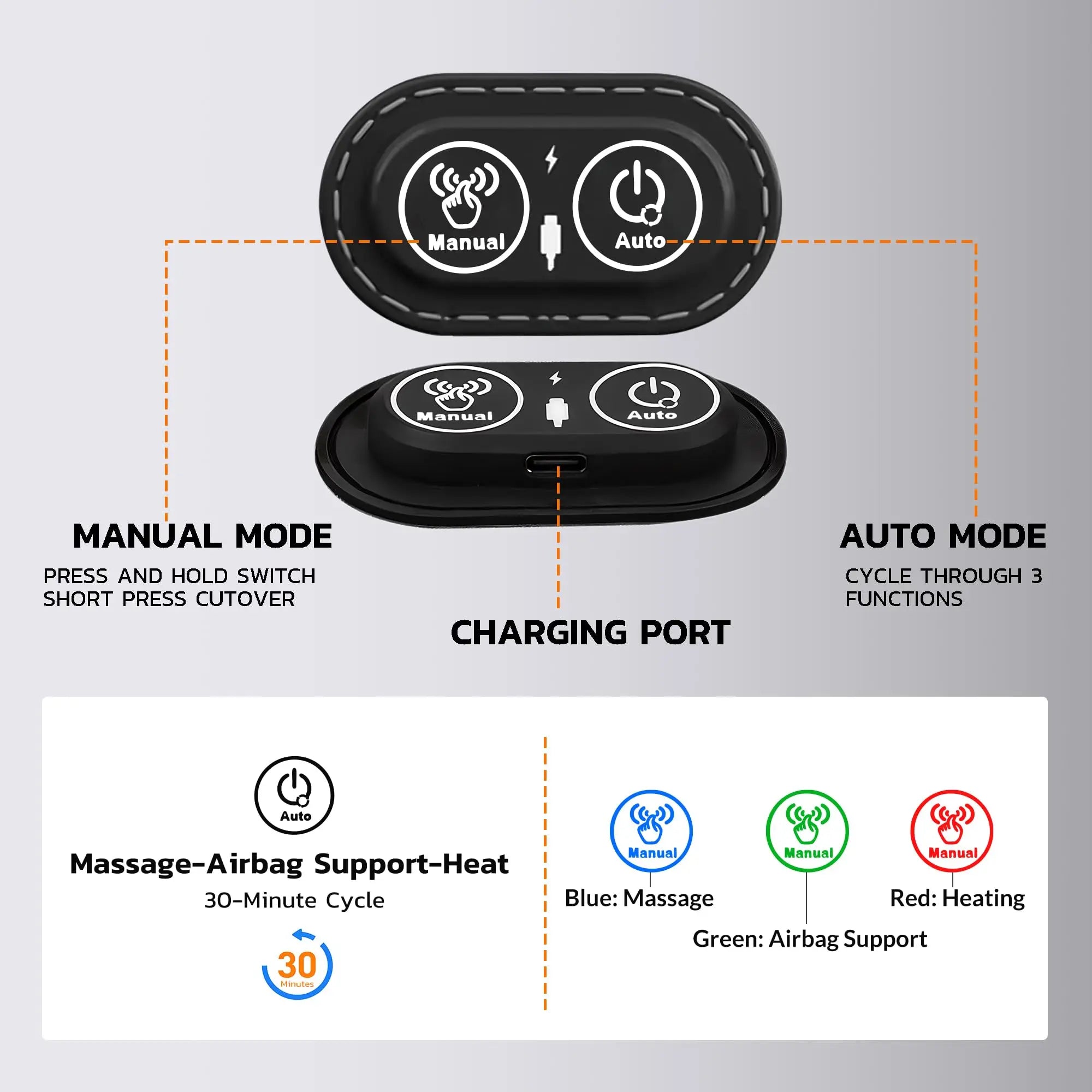3-in-1 Heated Electric Back Massage Support Pillow - 3