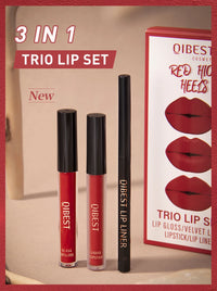 3-Piece Waterproof Matte Lipstick and Lip Liner Set