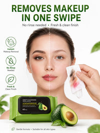 Avocado Deep Cleansing Makeup Remover Wipes - 60 Pack