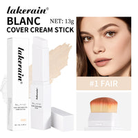 Dual-Ended Waterproof Foundation Concealer Stick with Built-in Brush