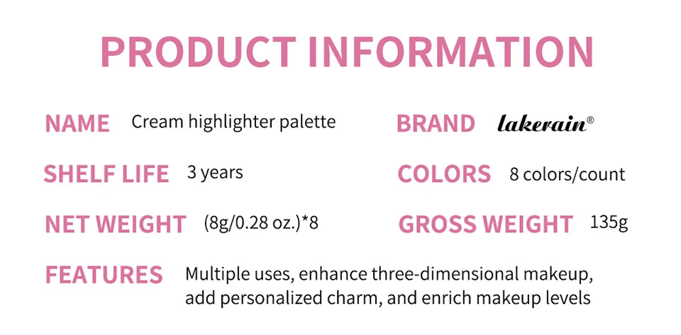 8-Color Cream Blush and Highlighter Makeup Palette - 18