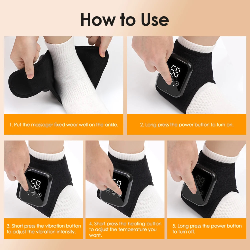 Heated Vibration Ankle Massager Brace for Pain Relief - 8