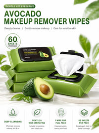 Avocado Deep Cleansing Makeup Remover Wipes - 60 Pack