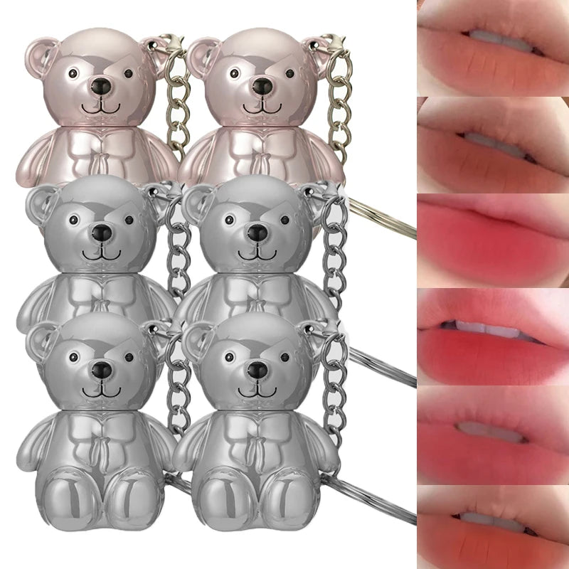 Cute Bear Keychain Velvet Matte Lip Clay - 3
