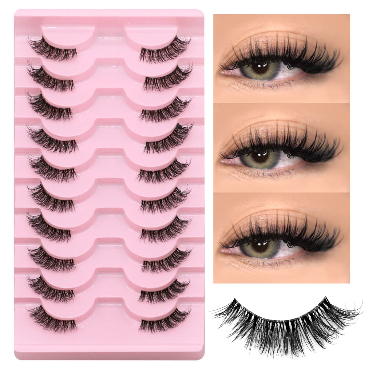 Natural Cat Eye Half Lashes with Invisible Band - 7