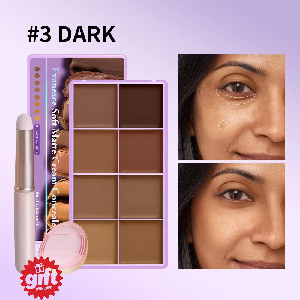 8-Color Professional Cream Concealer and Contouring Palette - 21