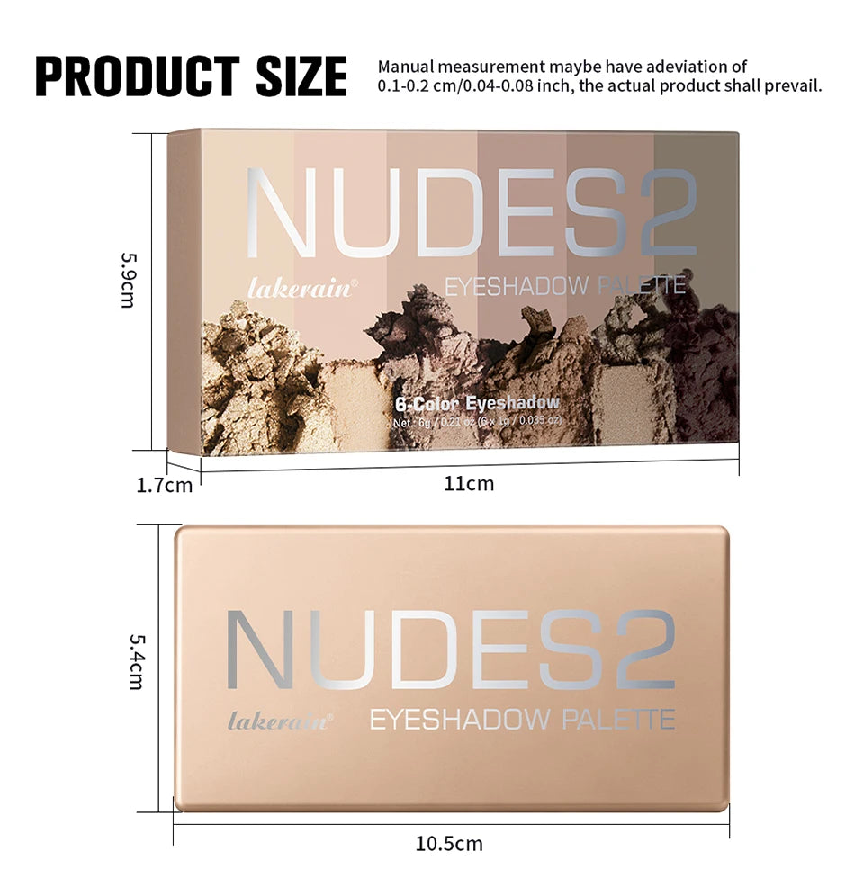 6-Color Matte Eyeshadow Palette with Professional Brush Set - 14