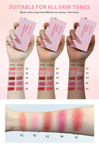 2-in-1 Cream and Powder Long-Lasting Blush Palette