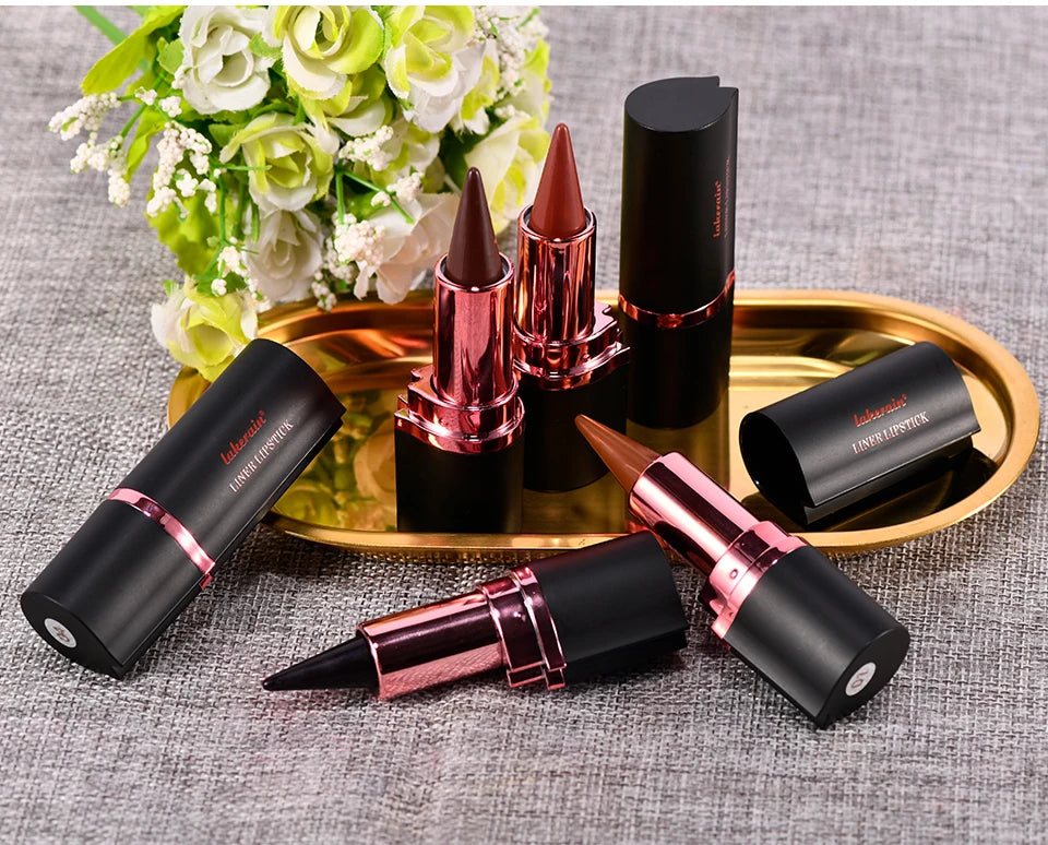 2-in-1 Waterproof Matte Lip Liner and Lipstick Crayon - 27