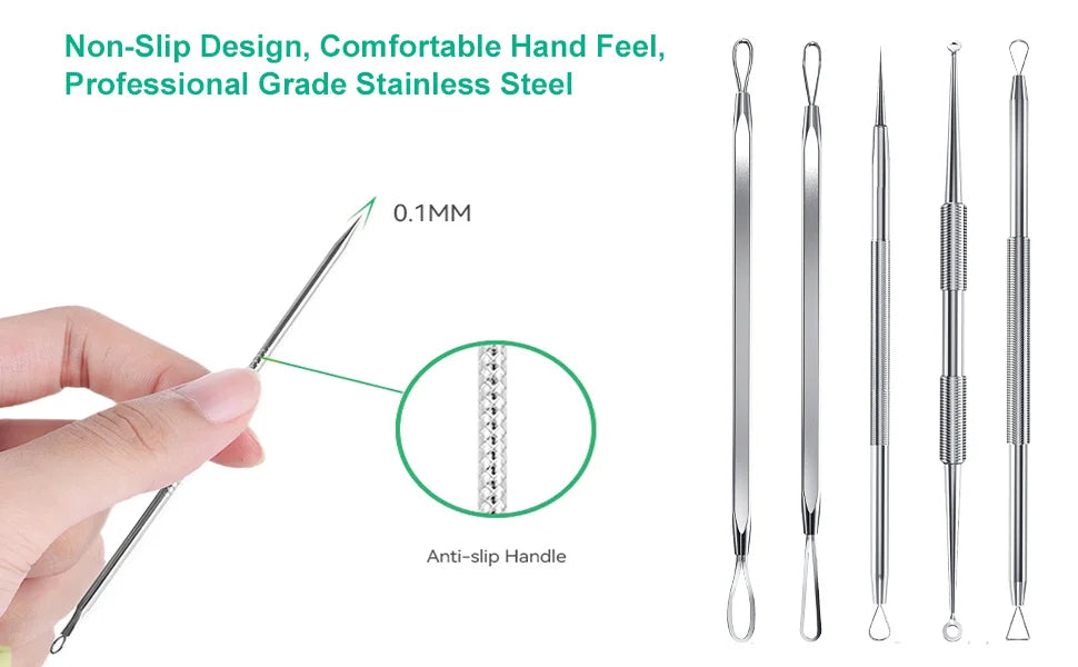 5-Piece Stainless Steel Blackhead and Acne Removal Kit - 9