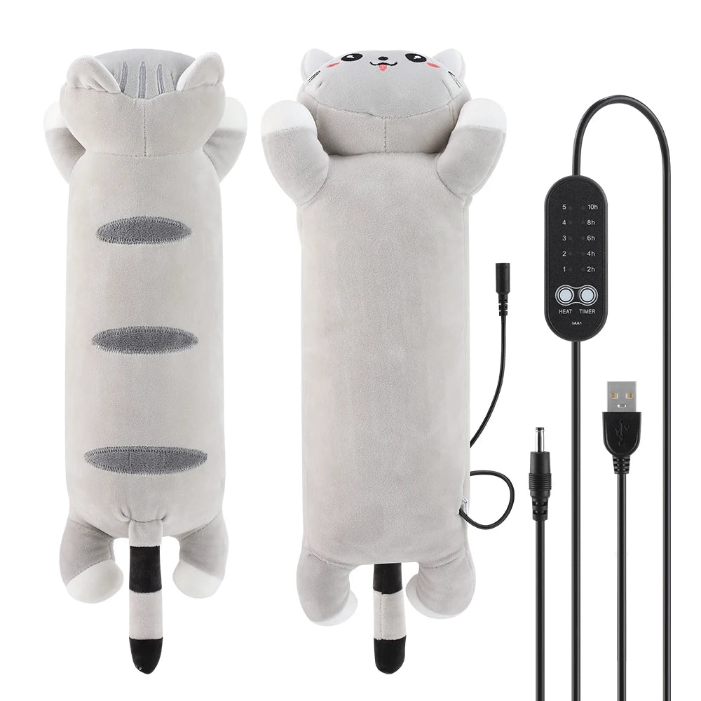 USB Heated Plush Cat Pillow for Cramp Relief - 30