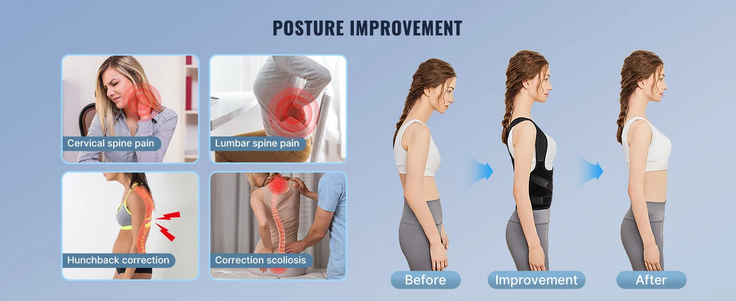 Adjustable Back Brace and Posture Corrector for Pain Relief - 21