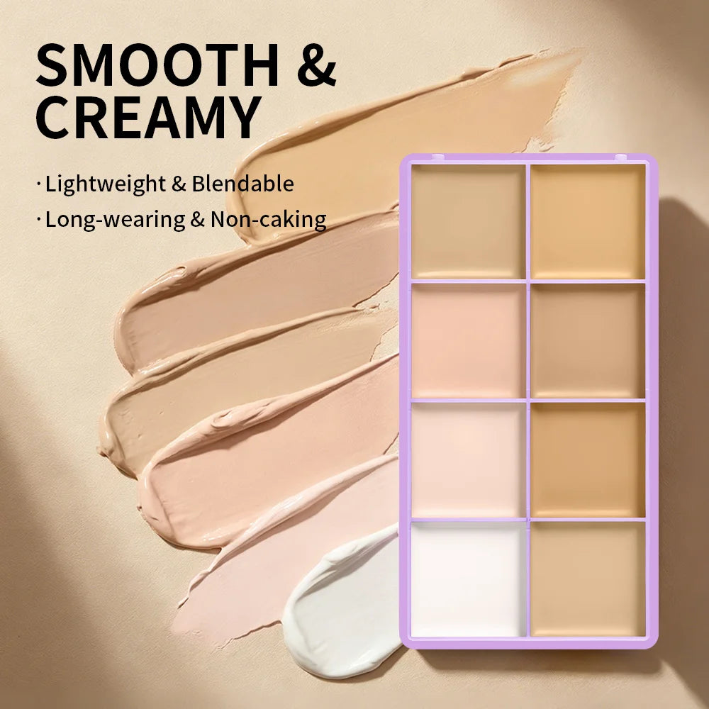 8-Shade Waterproof Full Coverage Cream Concealer Palette - 9