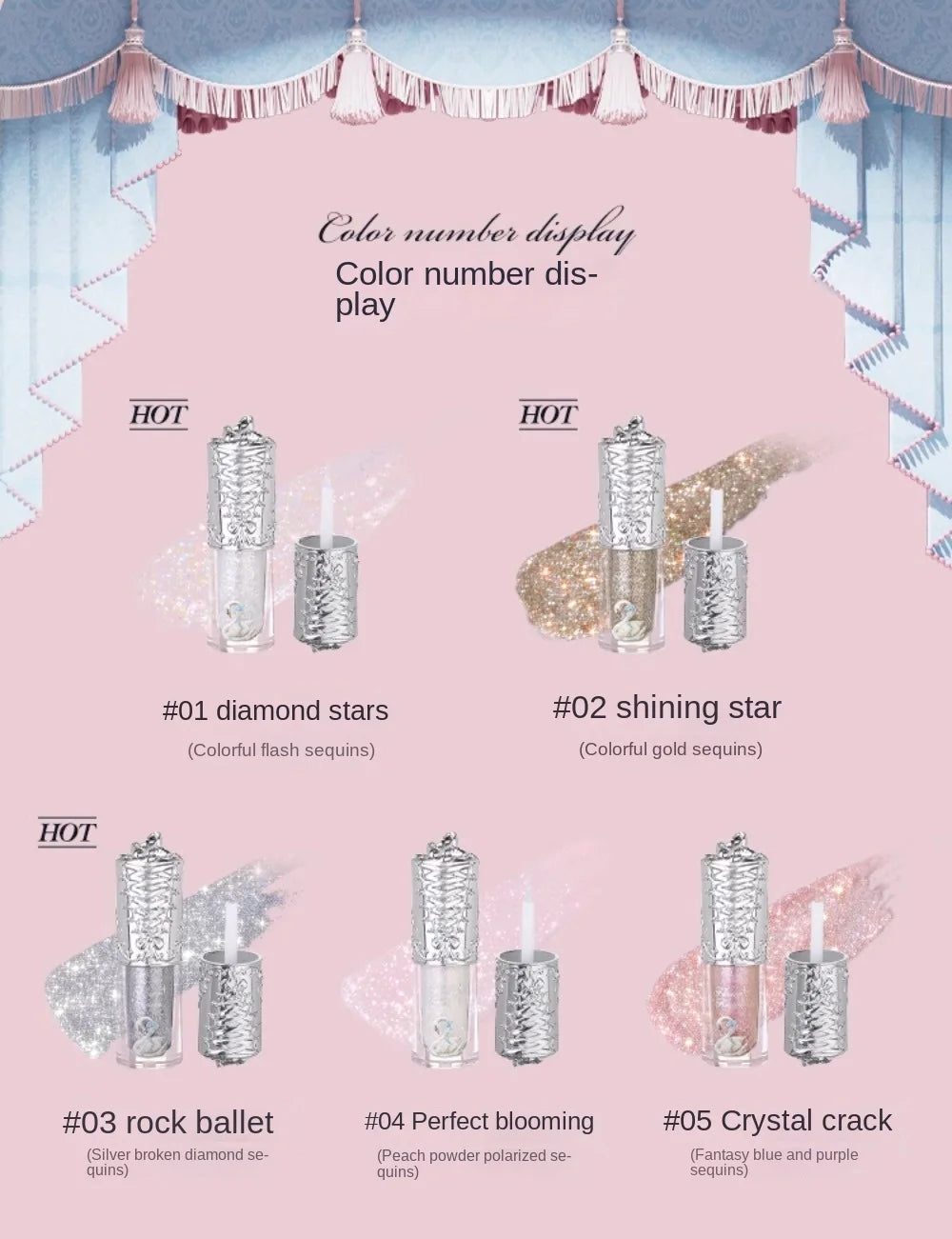 Long-Lasting Liquid Glitter Eyeshadow for Shimmering Eye Makeup - 12